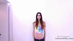 skinny beautiful model lured by producer into steamy massage and seductive casting session.