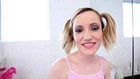 19 yo blonde swallows huge load after no-hands blowjob