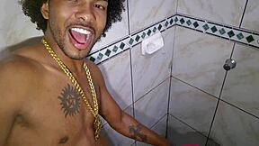 young teen sucks and licks big cock in shower creampie