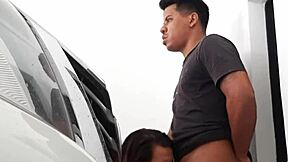 my stepsister gives me a good blowjob before entering the house