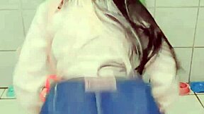 Watch this petite teen slut twerk her big ass and shake those small tits!