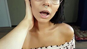 Hot bitch sucks daddy's fat cock before bed, licking and sucking roughly.