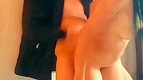 petite latina brunette bent over in doggystyle standing sex, moaning deliciously.