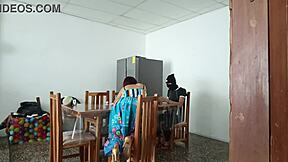 Young 18+ latina maid spreads her pretty pussy for uncle in homemade taboo, sexy and cute.