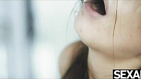 Two co workers in lingerie share multiple orgasms at office.