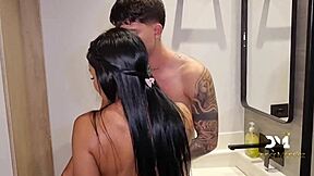 delivery man secretly fucks latina slut mariana martix in her bathroom with big cumshot