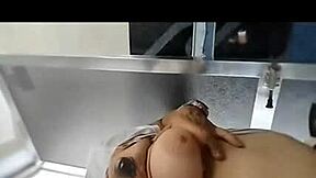 Is the viejita teasing the young 18+ colombian latina brunette in the country?