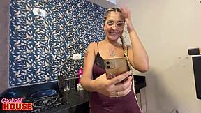 this naughty chick cheats on her cuckold hubby over phone and at home