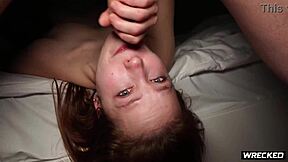 Petite Redhead Endures Rough Facial in College Domination