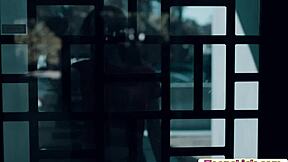 Flat-chested Canadian beauty Drew Catherine undresses on outdoor rock