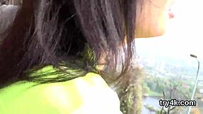 Elegant teen gives oral in POV, then fucked.