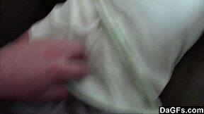 lovely busty babe stuffed on the couch