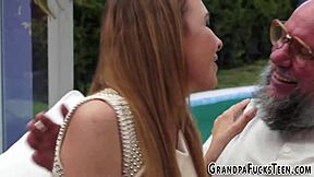 teen cum dumped outdoors with grandfather