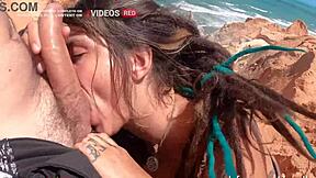 Fucking hot dread in Morro Branco facing the sea 😍