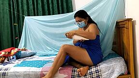 after her bath, the mlif with good curves starts touching herself sensually