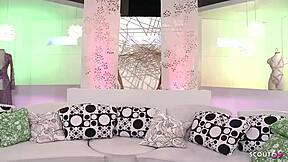 freckled ginger girl and blonde big tits milf at ffm threesome fuck