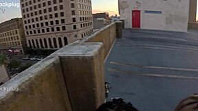 Sloppy rooftop blowjob with monster cock during spring break group fun