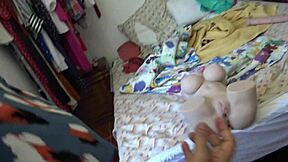 Stepmother teaches virgin stepson to fuck her sex doll.