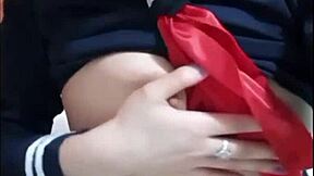 Latina blonde shows off her small breasts at home