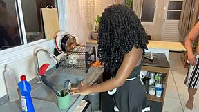 black maid fucks boss's young son in the hair