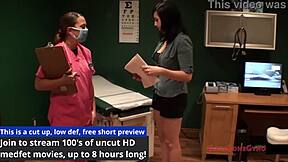 tina lee comet embarrassed in yearly gyno exam with doctor tampa and nurse angel rose