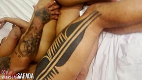 My wife had her pussy all red and swollen, our friend whispered nonsense and she couldn't resist letting him fuck her ass