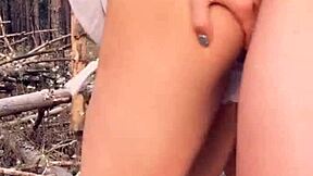 horny babe sucks and bangs outdoors