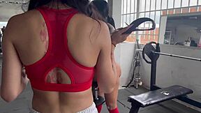 The transgender trainer made me do naked squats, then we had anal sex with her big tits