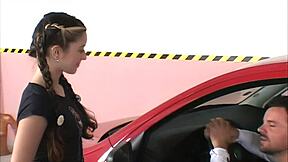 yvonne slides his cock deep into her teen pussy while licking