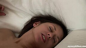 Beautiful hot cheerleader in see through top and mini skirt flashes panties in bathroom