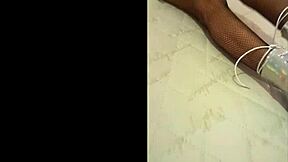 i love this silver and fishnet pantyhose on her big ass