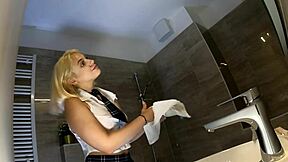 I am a beautiful hot cheerleader college slut in see through top and mini skirt who likes to flash my panties