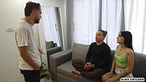 Wife pays rent with sex while cuck husband watches. First DPP done!