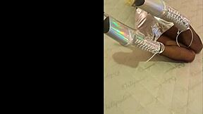 i love this silver and fishnet pantyhose on her big ass