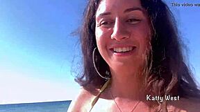 Crazy 18 YO Girl Pees on Public Beach in Wet Panties