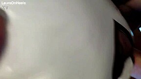 Does this milf in pantyhose blowjob end with cum in mouth?