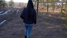 Skinny Brunette Teen Meets Stranger for Outdoor POV Blowjob