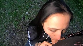 Want to see an evening park blowjob?