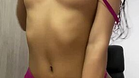 hot petite 18+ girl in pink underwear excites me in her dorm chair