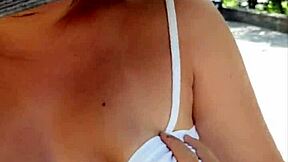 Hot Stepmom Teases Pussy Outdoor, Gives Intense Blowjob.