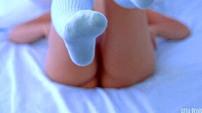 gorgeous desi babe masturbates with glass dildo in stockings, reaching orgasm 😍