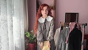 library girl in cosplay shows off petite frame in cute lingerie