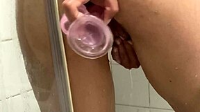 Real amateur teen arab fucks herself in shower with huge dildo during eid