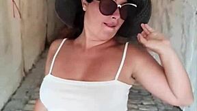 Hot Stepmom Teases Pussy Outdoor, Gives Intense Blowjob.