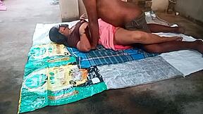 desi aunty enjoys intimate moments with young 18+ boy in bedroom.