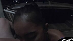 my girlfriend's thai friend sucks my dick on the balcony and swallows
