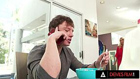 Naughty busty stepmom victoria lobov makes her stepson eat cereal with her tits, feeling intense emotions