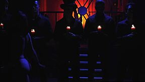 Goth slut Lola Fae screams during double penetration in gangbang!