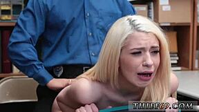 pawn shop police woman attempts theft in uniform.