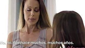 Morena enjoys fucking her curvy neighbor's big tits in lesbian sex 😍